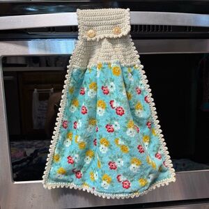 Floral Crochet Hanging Kitchen Towel